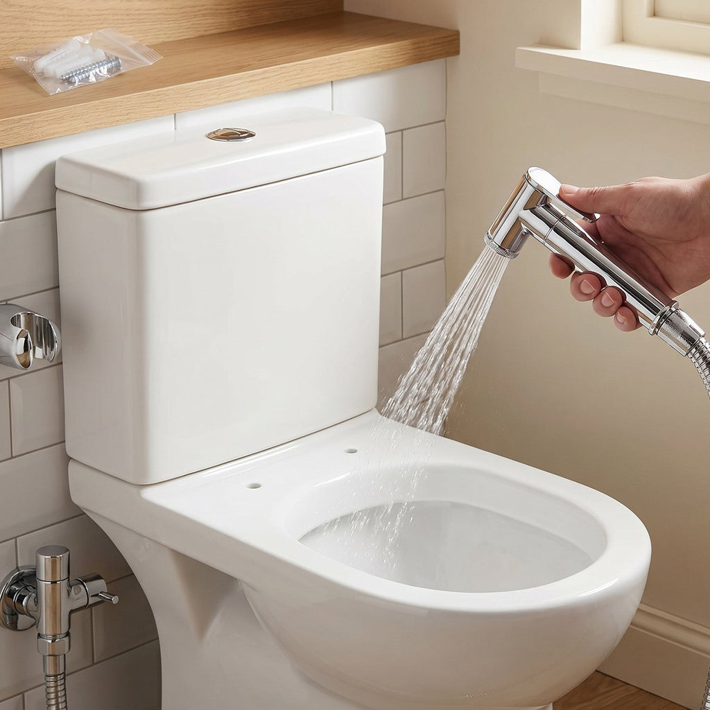 Shattaf faucet kit with hose and mounting hardware