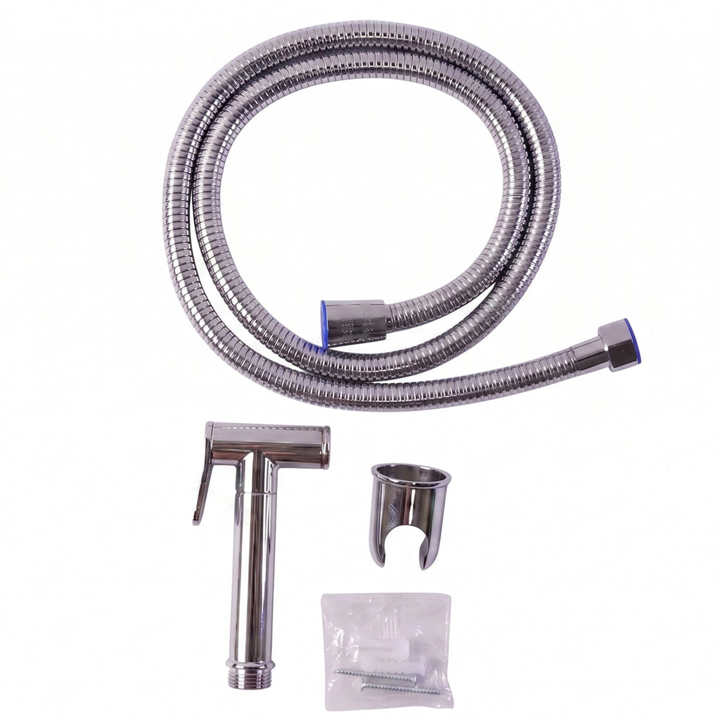 Health faucet with double lock hose in bathroom