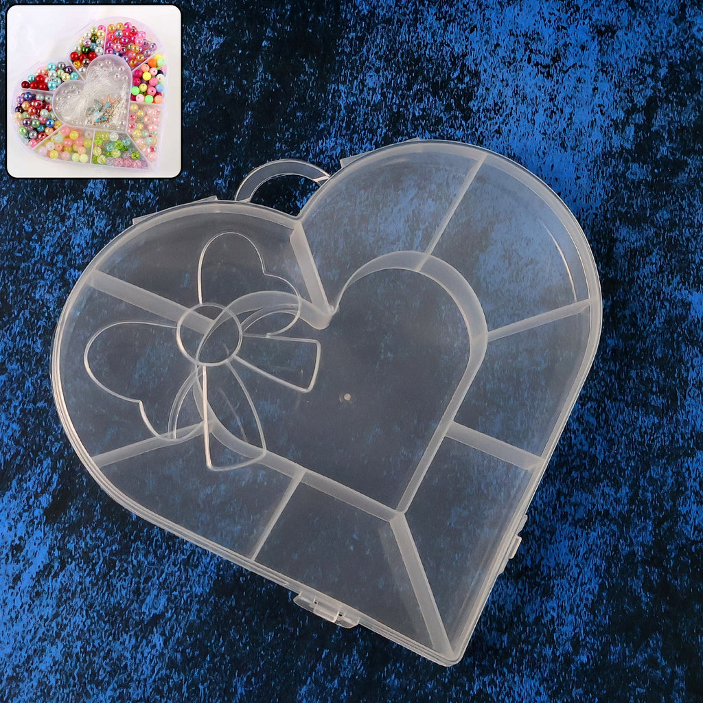 Heart-shaped plastic bead storage organizer box with 10 adjustable compartments in India