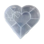 Top view of heart-shaped craft bead storage box with transparent lid in India