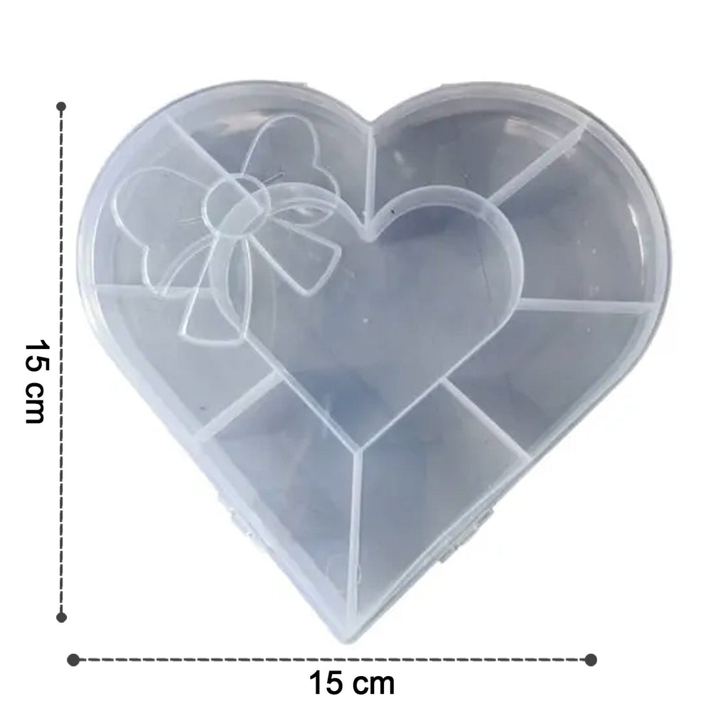 Open heart-shaped bead box displaying 10 adjustable compartments in India