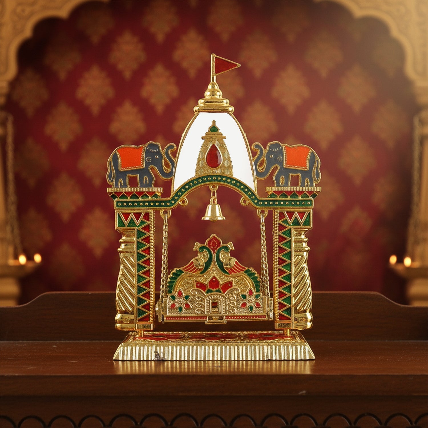 Indian temple swing mandir perfect for Bal Gopal idol placement