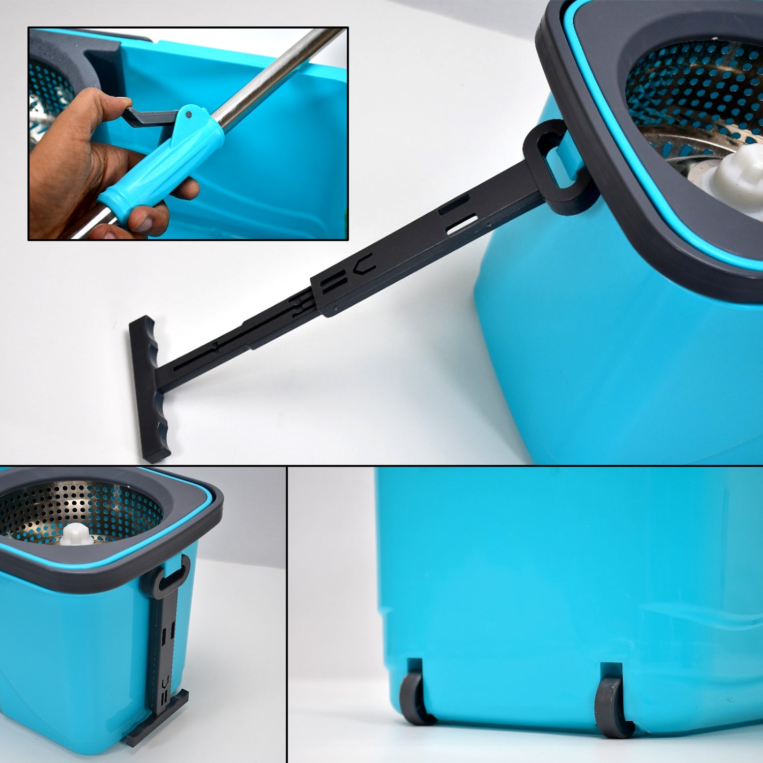 Pro Clean Spin Mop system with microfiber head and adjustable handle.