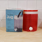 Full view of the stylish diamond cut design plastic water jug for home use.