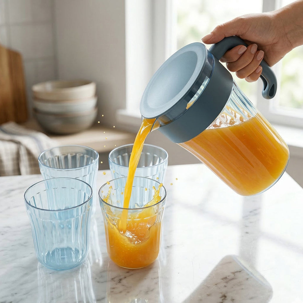 Water and juice serving set with jug and glasses