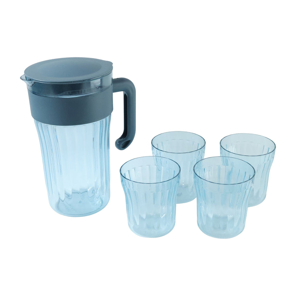 Stylish plastic drink serving pitcher with handle