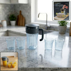 Plastic water jug with 4 glasses set for home use