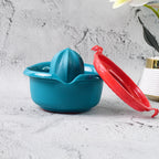 Side profile of compact manual citrus juicer designed for easy handling
