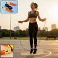 Adjustable fitness jump rope with digital counter and foam handles