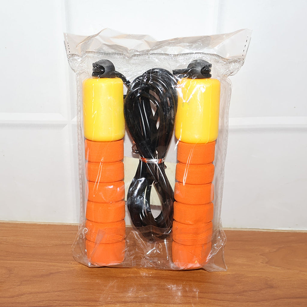 Adjustable fitness jump rope laid out showing full length and handles