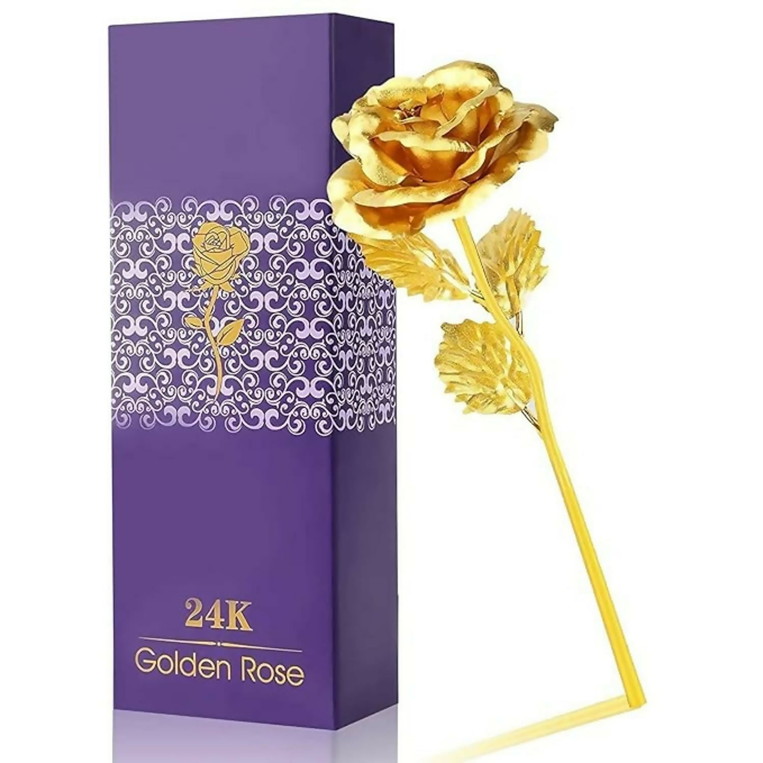 Gold Plated Artificial Rose in premium box with transparent front