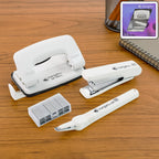 Kangaro office stationery set featuring stapler, staple remover, staples, and hole punch