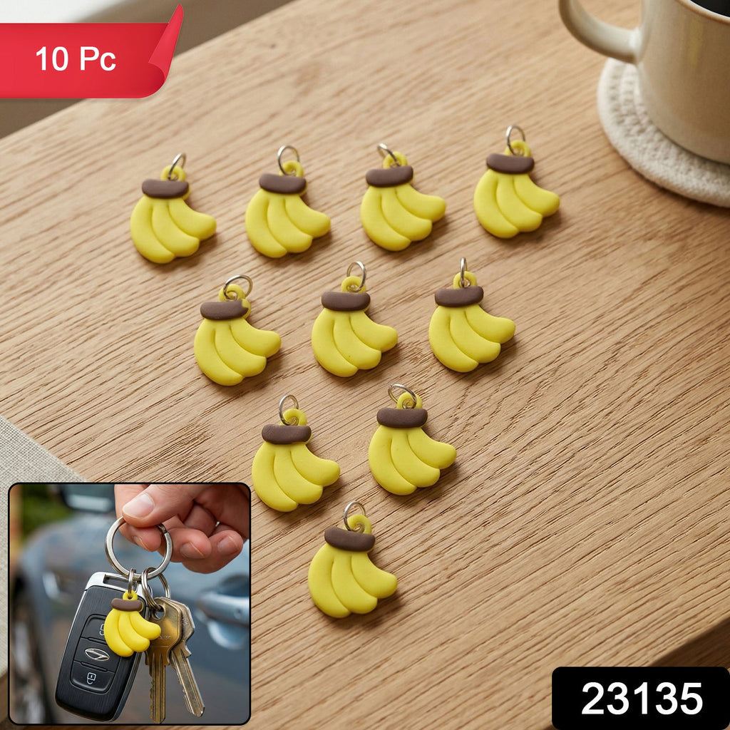 Set of 10 cute banana-shaped bag charms and keychains