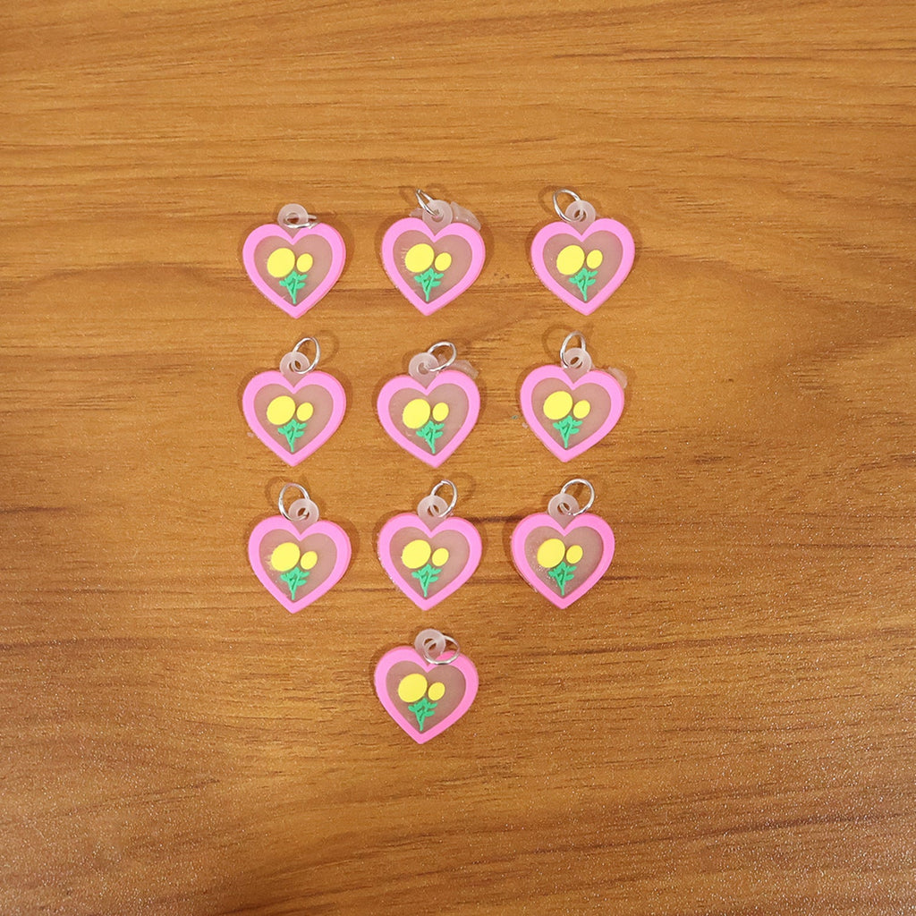 Set of heart and flower bag charms for gifting