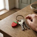 Trendy strawberry-shaped bag charm keychain