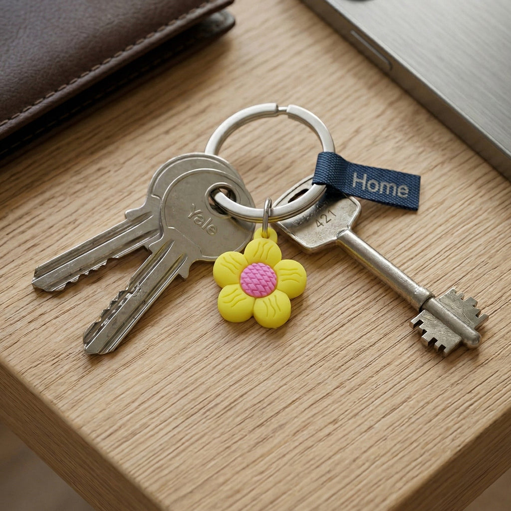 Decorative rubber flower keyring for gifts and accessories