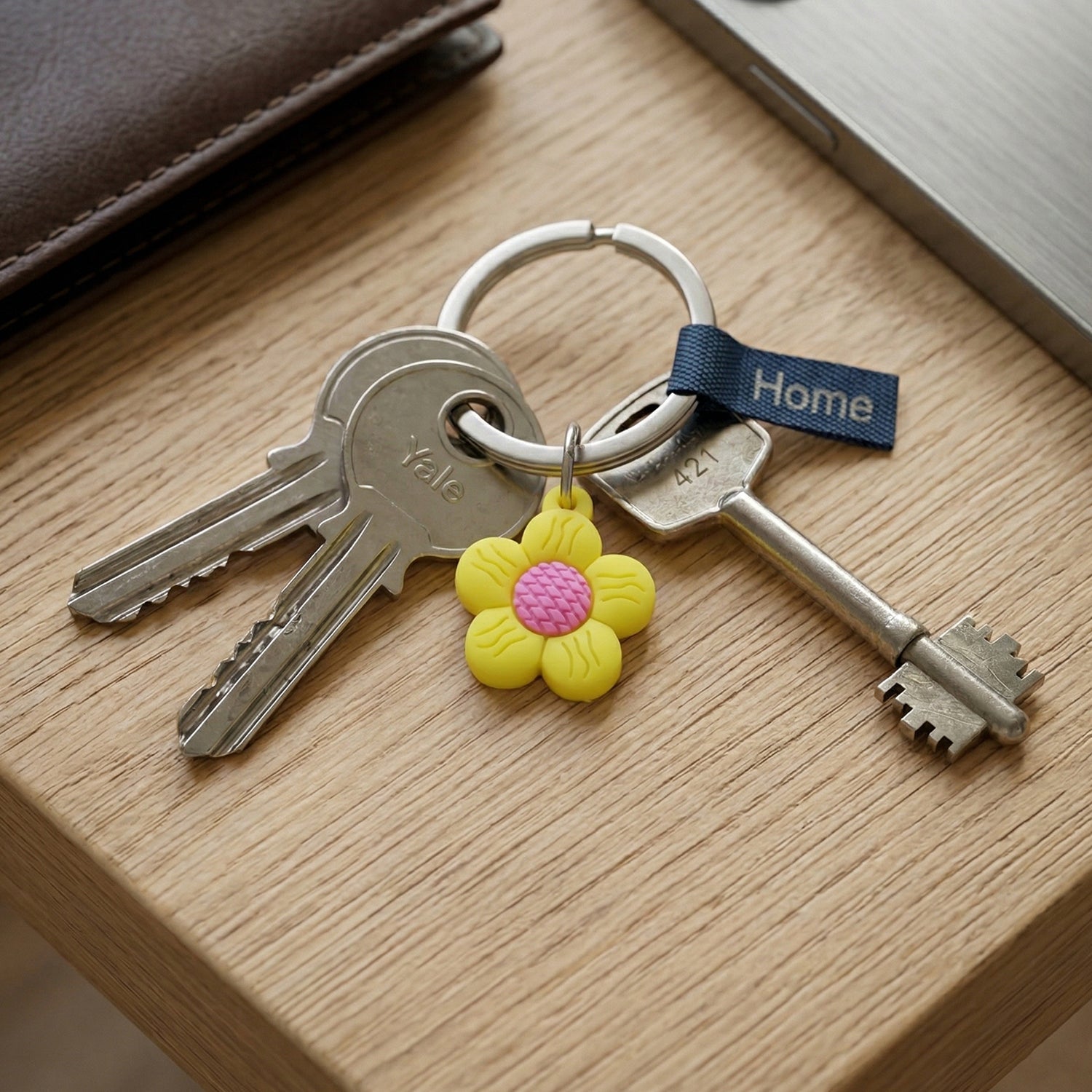 Decorative rubber flower keyring for gifts and accessories