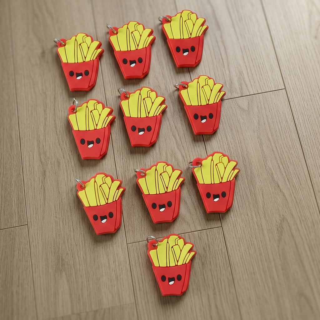 Design of fries-themed bag charm key holder