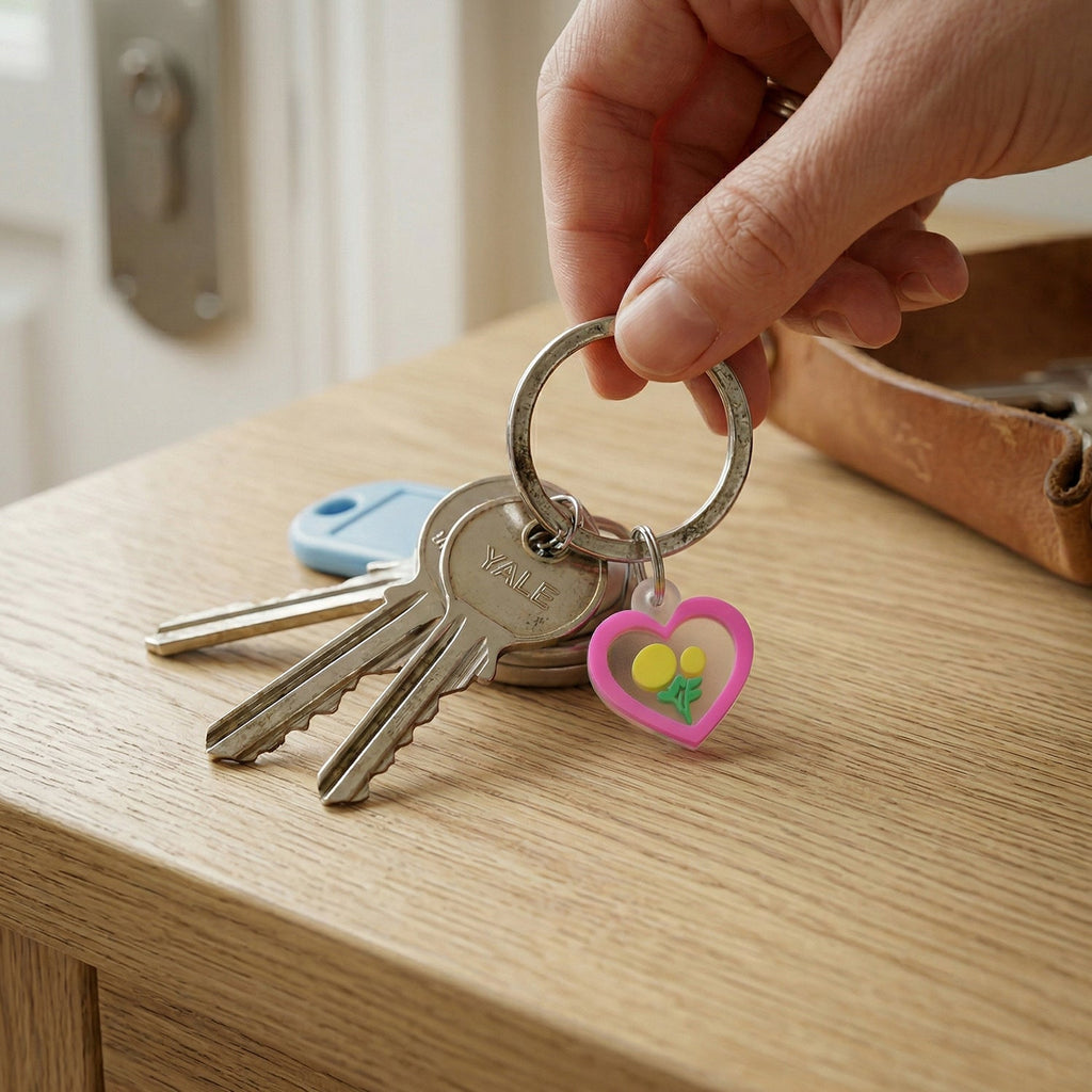 Heart floral keyring set in various colors