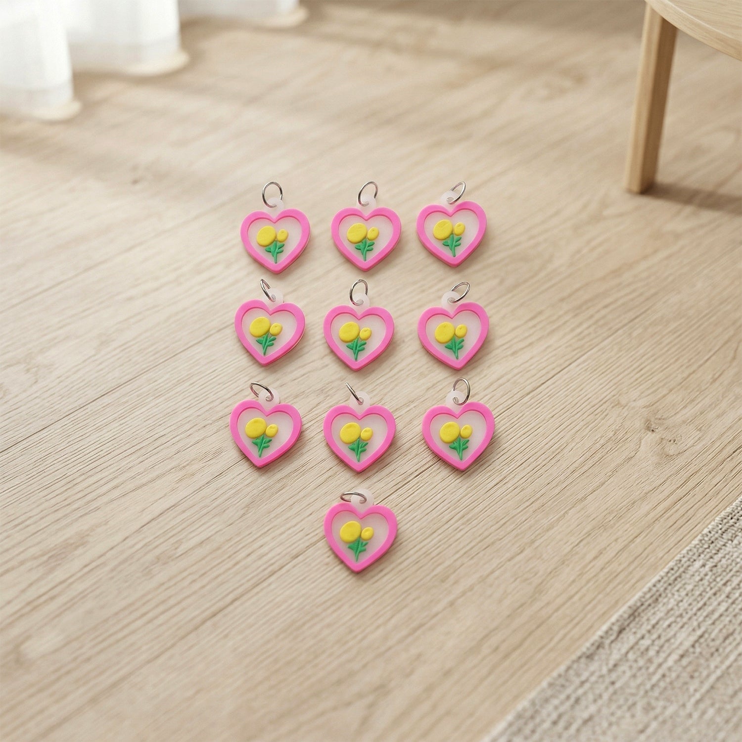 Cute girls bag keychains with floral heart design