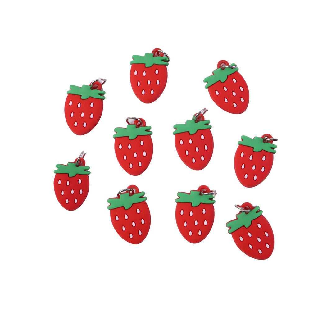 Bright red strawberry keychain charm for gifts