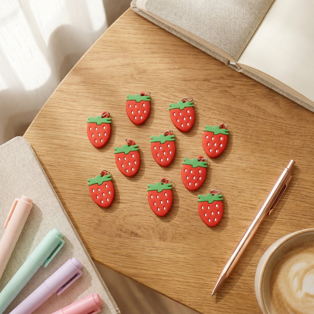 Cute strawberry bag charm keychain pack
