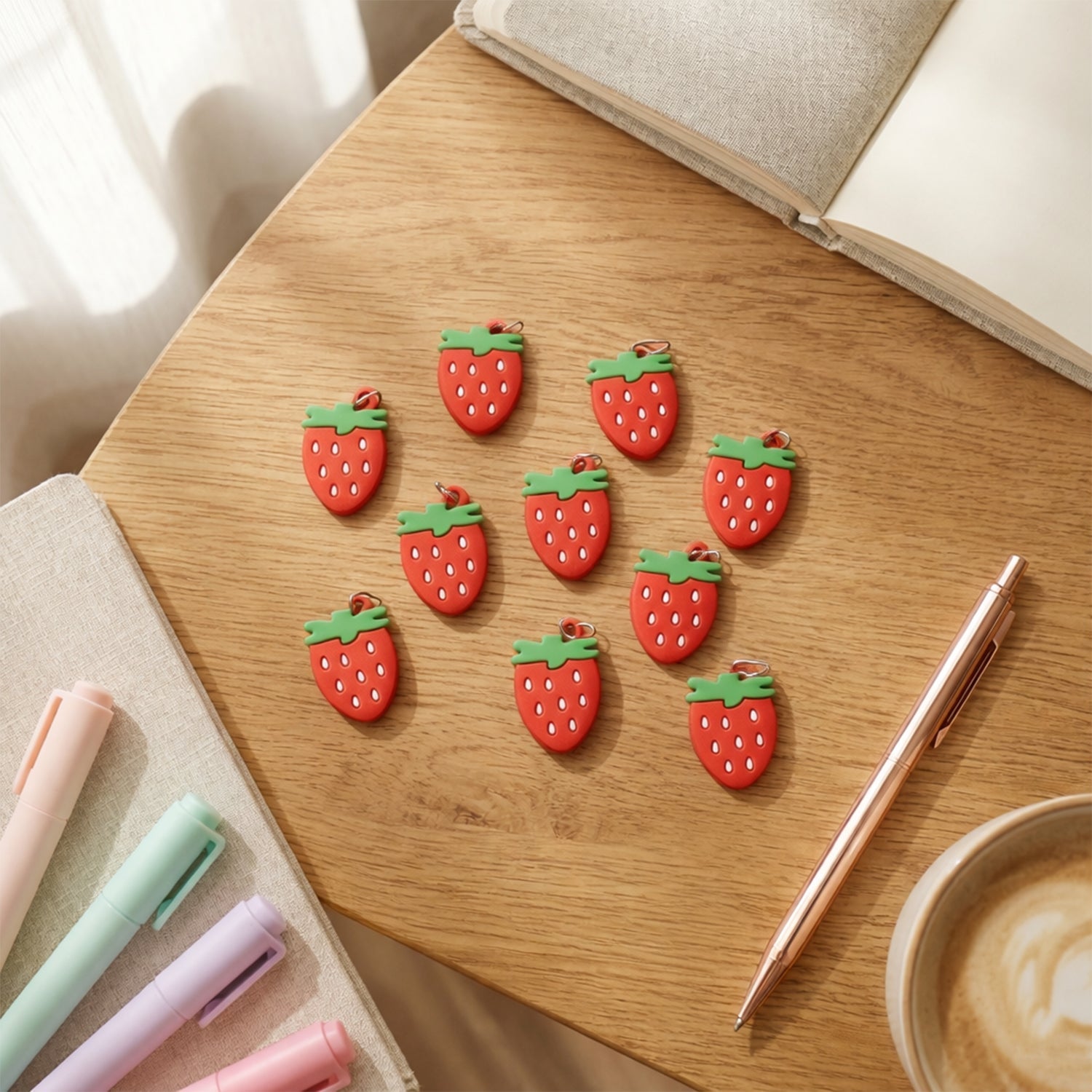 Cute strawberry bag charm keychain pack