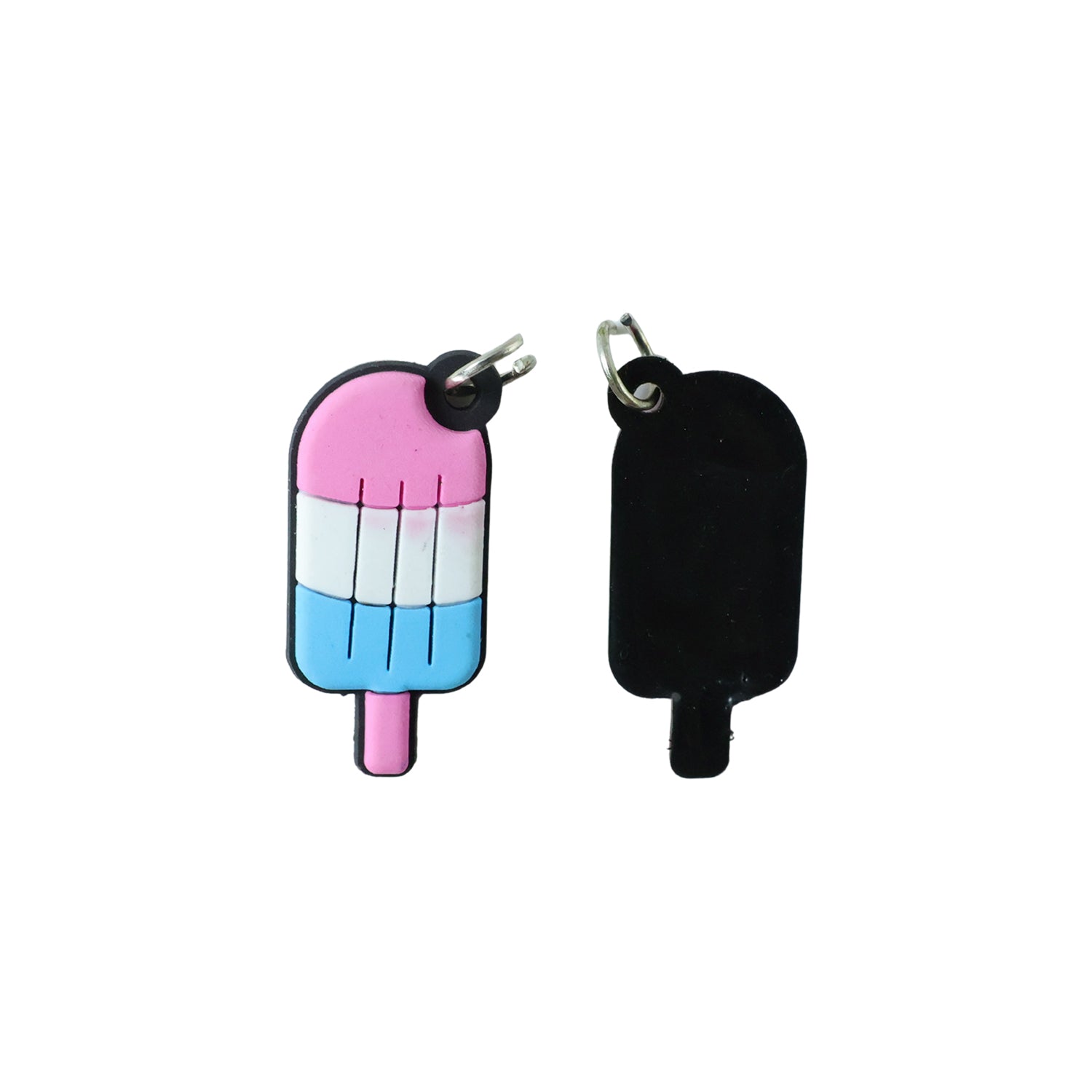 Multiple colorful ice cream keychains as bag charms