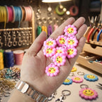 Cute smiley flower keychain accessory for bags and keys