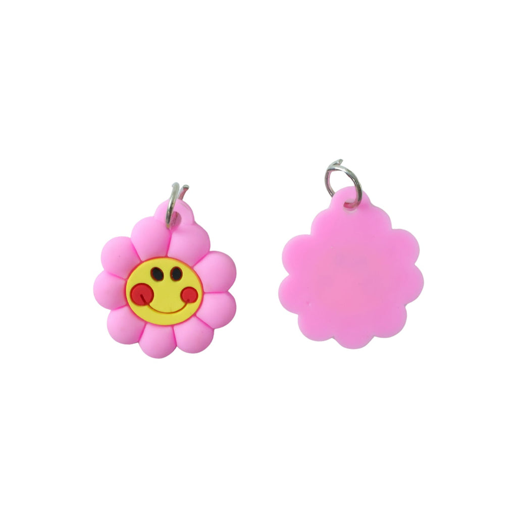 Flower smiley bag charm with playful design