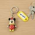 Cartoon character keychain with assorted designs and name tag