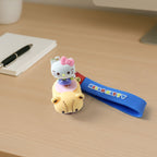 Novelty cartoon cat keychain with soft silicone and metal ring