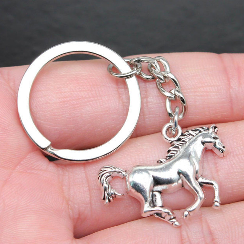 Durable metal horse keychain showcasing polished chrome surface