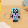 Colorful cartoon character silicone keychain attached to keyring