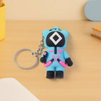 Colorful cartoon character silicone keychain attached to keyring