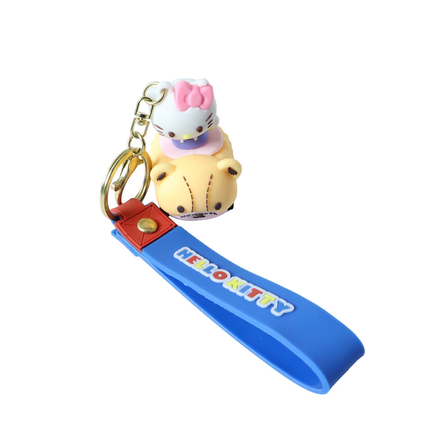 Key holder with cartoon cat figure and wrist strap