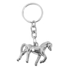Close-up detail of polished metallic horse keychain design
