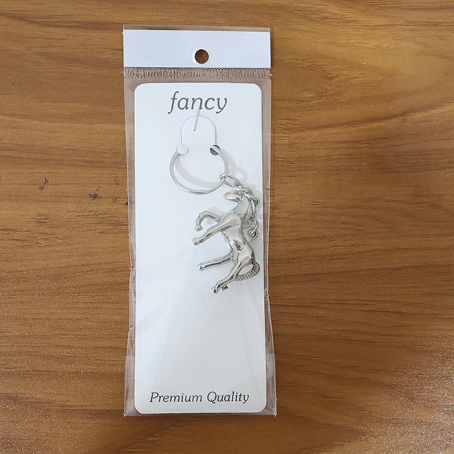 Premium horse keychain featuring smooth and shiny chrome finish