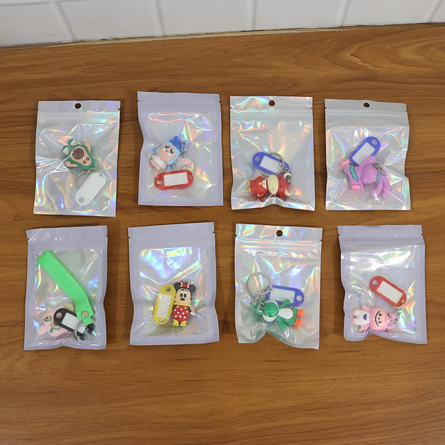 Decorative cartoon name tag keychain perfect for keys and bags