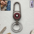 Heavy duty metal key holder with locking carabiner clip and dual rings for secure organization