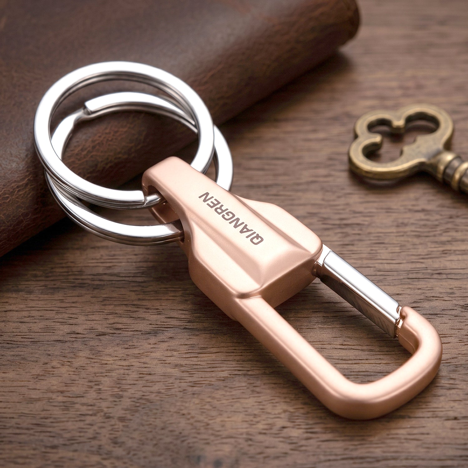 Keychain organizer with keys, showcasing its size