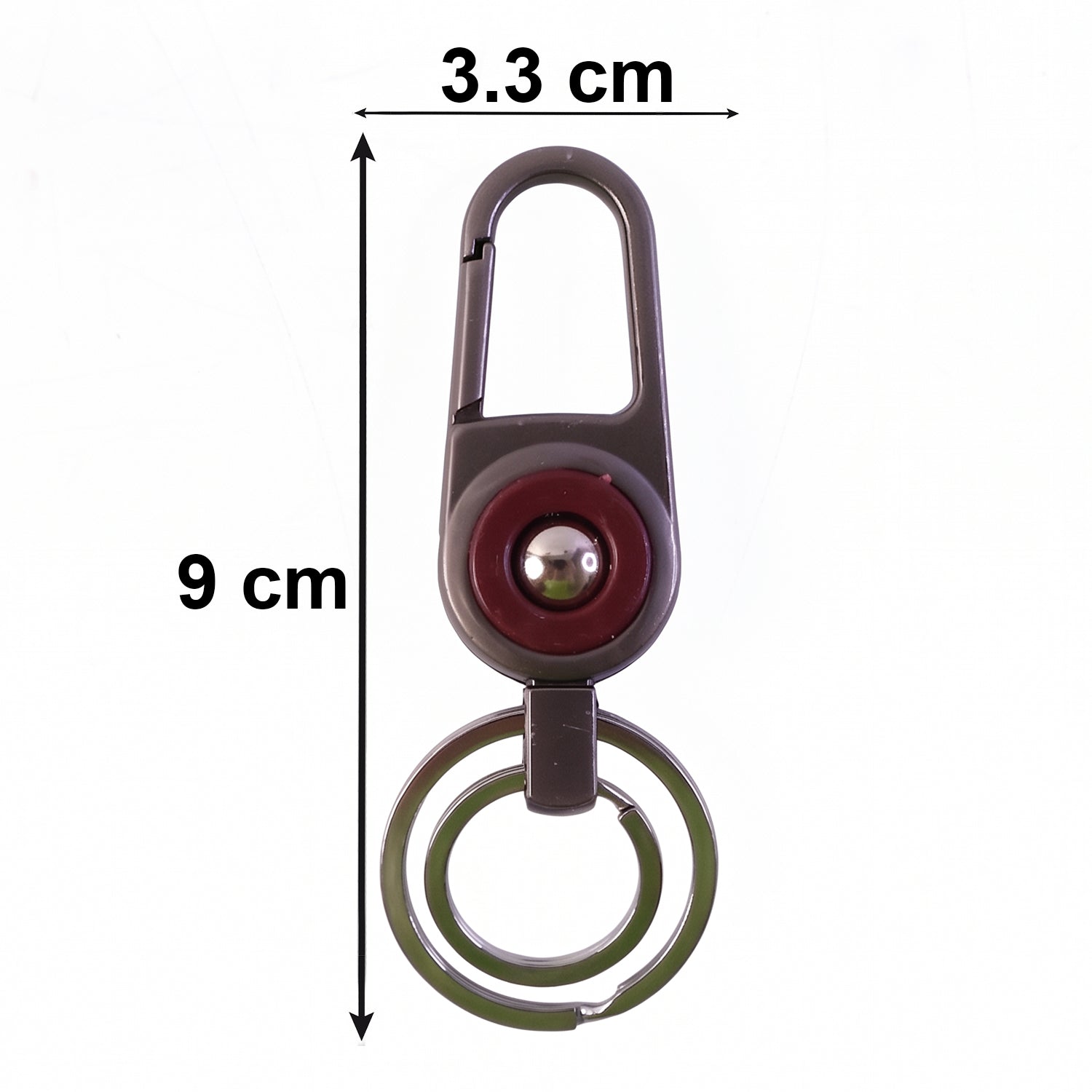 Metal key holder with secure locking clip and organized dual rings