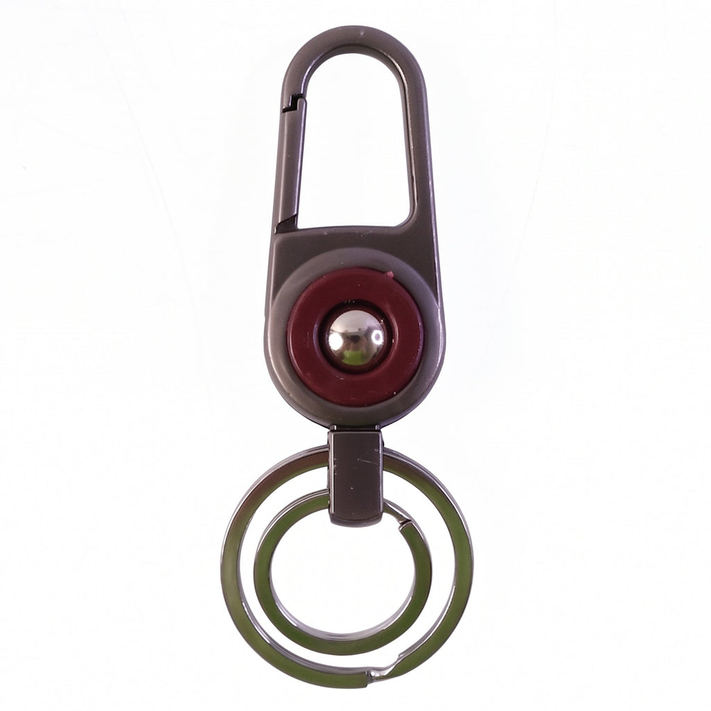 Keyholder with dual rings and locking carabiner clip attached to belt loop