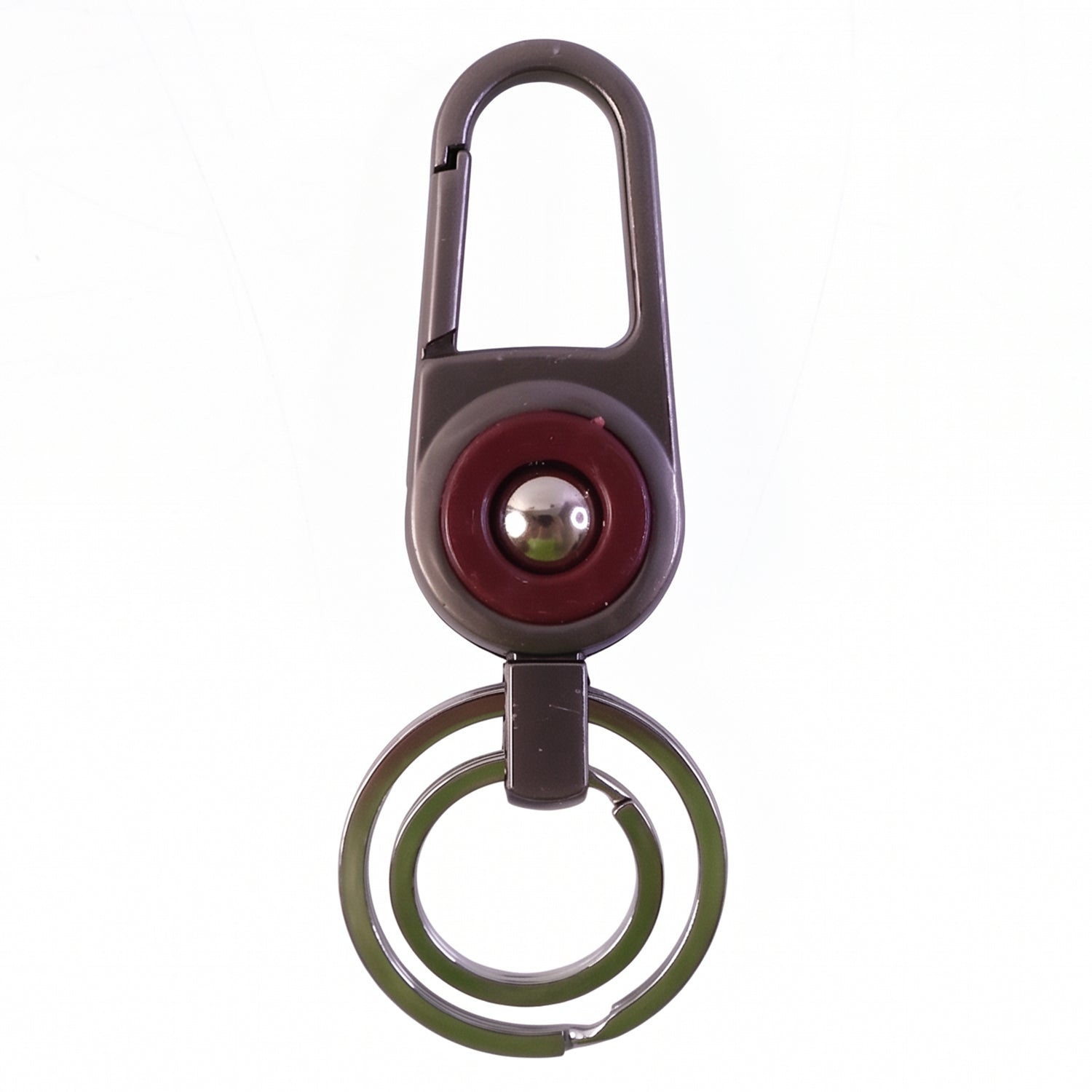 Keyholder with dual rings and locking carabiner clip attached to belt loop