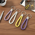 Braided loop keychain set with metal rings for organizing keys