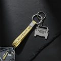 Jeep-shape metal car keychain with dual keyrings and soft grip strap