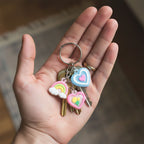 Lightweight heart and rainbow themed keychain accessory