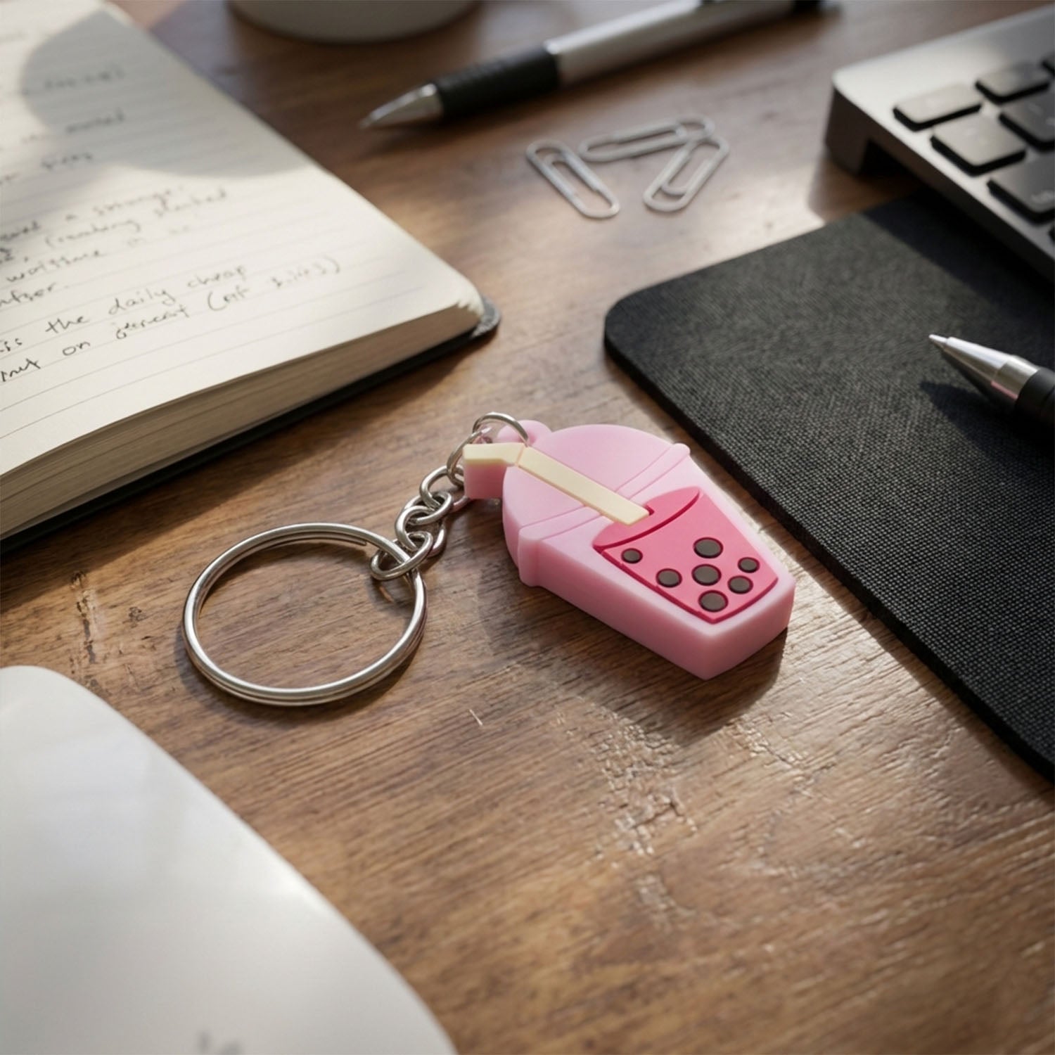 Bubble tea cartoon keychain with smooth finish and neat detailing