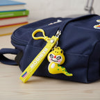 Detailed soft finish on cartoon dinosaur figure of keychain accessory