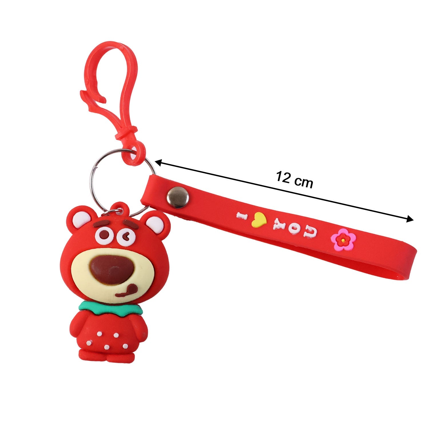Size illustration of cartoon bear figure keychain